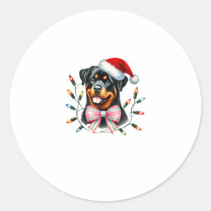 Adesivo Redondo Cachorro Rottweiler Com Arco De Coquetes