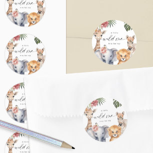 Adesivo Redondo Cachorro Safari Bebê Animais Rapariga Chá