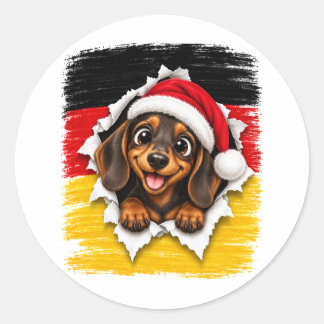 Adesivo Redondo Cachorro-salsicha de Natal alemão
