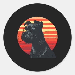 Adesivo Redondo Cachorro Schnauzer De Miniatura Retro Amadurece A 