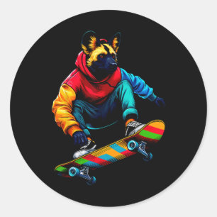 Adesivo Redondo Cachorro Selvagem Africano Funky Legal Andando de