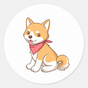 Adesivo Redondo Cachorro Shiba Inu Fofinho