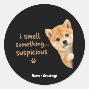 Adesivo Redondo Cachorro Shiba Inu Fofo Citação de Cheiro Engraçad