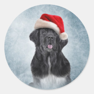 Adesivo Redondo Cachorro Terra Nova em chapéu vermelho de Papai N