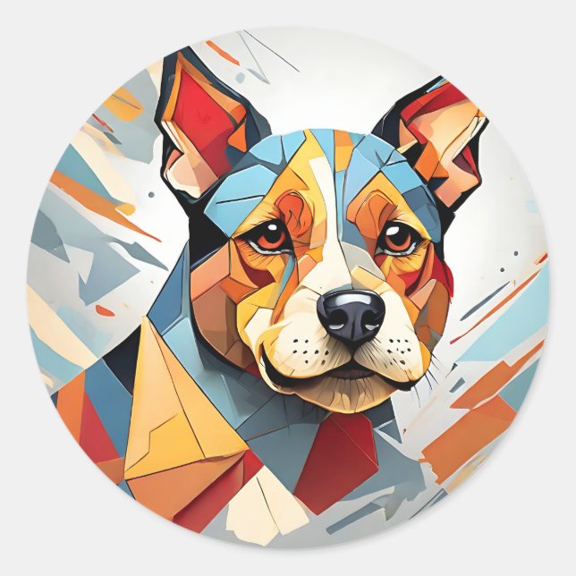 Adesivo Redondo Cachorro Terrier Cubist (Frente)