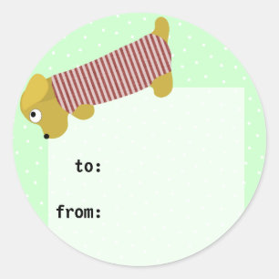 Adesivo Redondo cachorro vestido