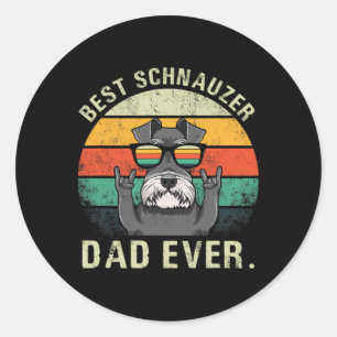 Adesivo Redondo Cachorro Vintage Melhor Pai Schnauzer Nunca Camisa
