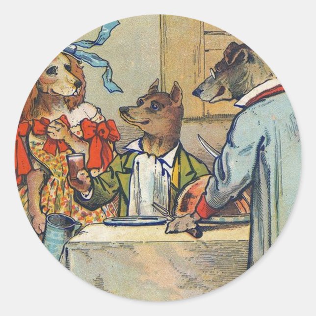 Adesivo Redondo Cachorro Vitoriano Janto Vestido Cachorro (Frente)