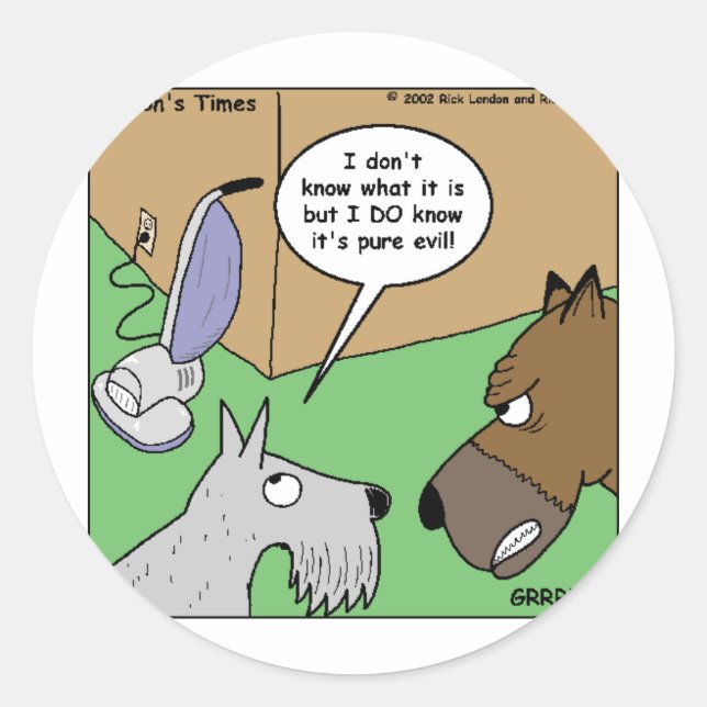 Adesivo Redondo Cachorro VS. Limpador de Vácuo Presentes e Coleçõe (Frente)