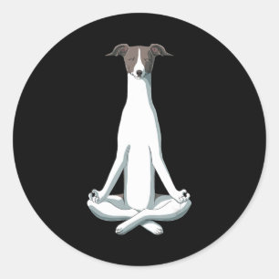 Adesivo Redondo Cachorro Yoga Italiano Greyhound