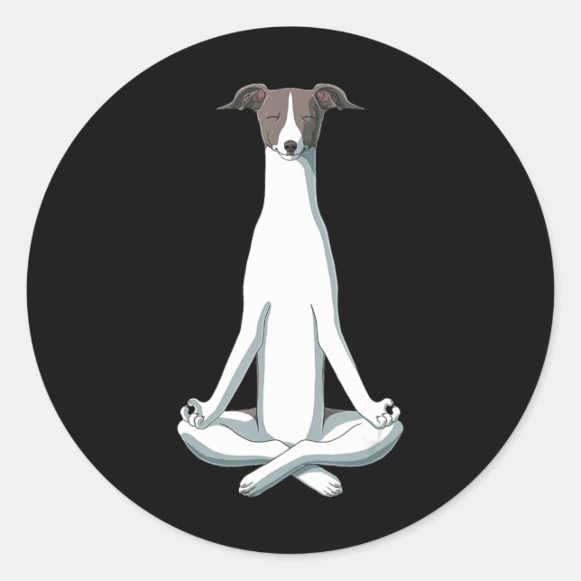 Adesivo Redondo Cachorro | Yoga Italiano Greyhound (Frente)