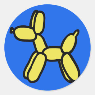 Adesivo Redondo Cachorros-balão em azul e amarelo