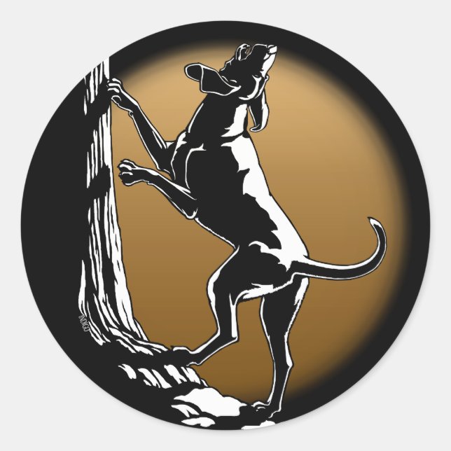 Adesivo Redondo Cachorros Cachorros Caçadores Caçando Vinhetas Cac (Frente)