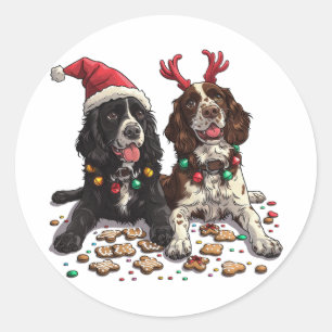 Adesivo Redondo Cachorros do Cocker Spaniel Natal