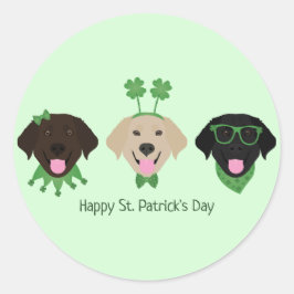 Adesivo Redondo Cachorros do Dia de São Patrício Feliz
