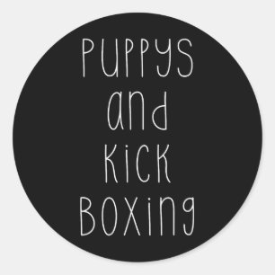 Adesivo Redondo Cachorros E Kickboxing Hobby Divertido
