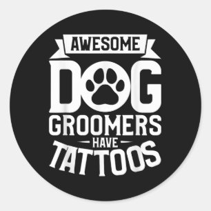 Adesivo Redondo Cachorros Fantásticos Têm Tatuagens Tatuando Lover