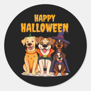 Adesivo Redondo Cachorros fofos de Halloween engraçados - Design ú