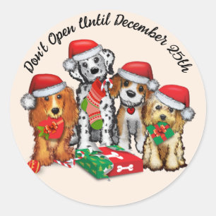Adesivo Redondo Cachorros Malditos Abriram Seus Presentes De Natal