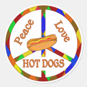 Adesivo Redondo Cachorros Quentes de Paz e Amor