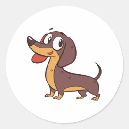 Adesivo Redondo Cachshund Dog Em Pé Engraçado