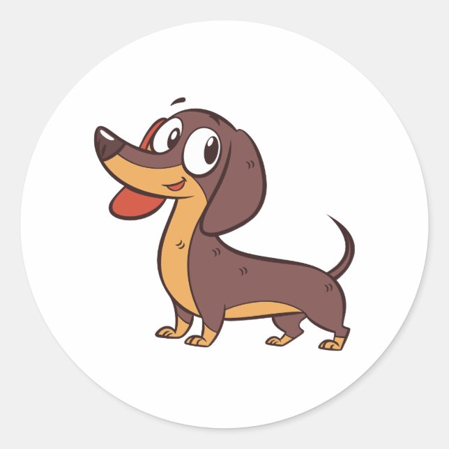 Adesivo Redondo Cachshund Dog Em Pé Engraçado (Frente)