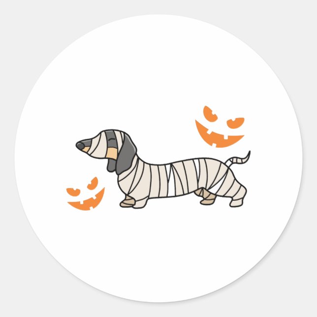 Adesivo Redondo Cachshund Dog Halloween Candy Corn Full Moon (Frente)