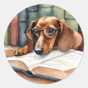 Adesivo Redondo Cachshund Vintage Aquecidora