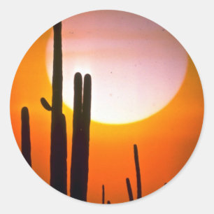 Adesivo Redondo Cacto do Saguaro, deserto de Sonoran, deserto dos