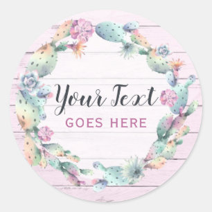Adesivo Redondo Cacto do Succulent da aguarela & Bohemian de