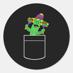 Adesivo Redondo Cacto No Bolso Cinco De Maio Desenho Animado Fofo