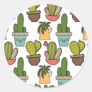 Adesivo Redondo Cacto & Succulents internos no teste padrão dos