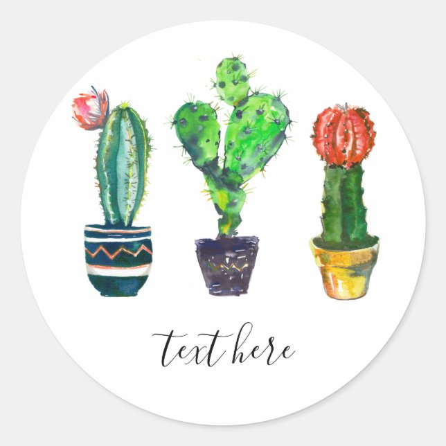 Adesivo Redondo cacto suculento, aquarela, fiesta, mexicano,