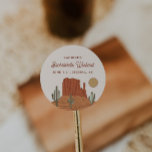 Adesivo Redondo Cactus Bachelorette Desert Bachelorette Favor<br><div class="desc">Este é um modelo de etiqueta adesiva de solteiro do deserto com elementos do sudoeste e um rodeio com o tema de carateres emparelhados. Todas as fontes e cores são editáveis // Para itens correspondentes, visite a coleção "BETTY" na loja Atenciosamente by Nicole Zazzle. * Se você gosta deste design,...</div>