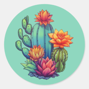 Adesivo Redondo Cactus bonito