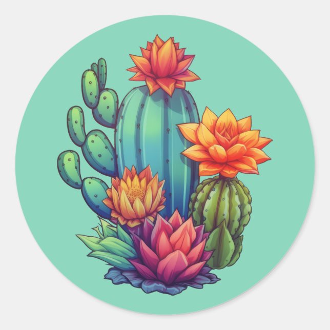 Adesivo Redondo Cactus bonito (Frente)