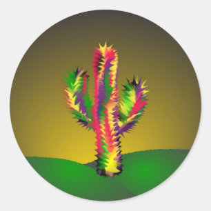 Adesivo Redondo Cactus Brilhante
