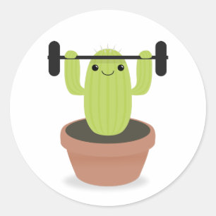 Adesivo Redondo Cactus em treinamento