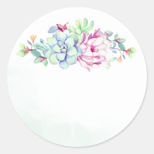 Adesivo Redondo Cactus Flower & Succulents Casamento Favor Sticker