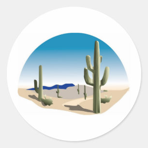 Adesivo Redondo Cactus Prairie Scene