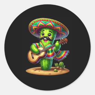 Adesivo Redondo Cactus Sombrero Guitar Cinco De Mayo Meninos Homen
