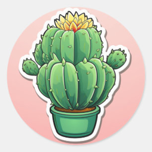 Adesivo Redondo Cactus Sticker