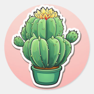 Adesivo Redondo Cactus Sticker