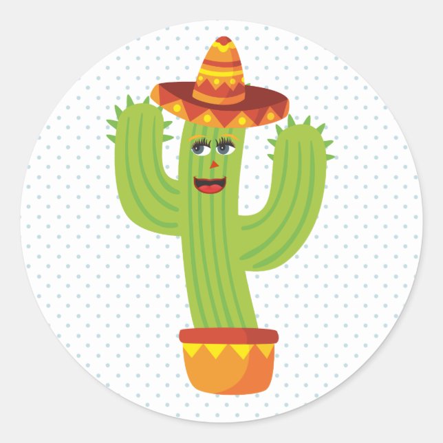 Adesivo Redondo Cactus Sticker (Frente)