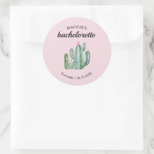Adesivo Redondo Cactus Succulent Desert Bachelorette Favor