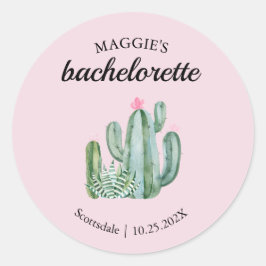 Adesivo Redondo Cactus Succulent Desert Bachelorette Favor