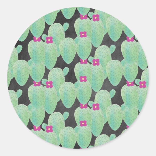 Adesivo Redondo Cactus Suculento Bonito | Plantas domésticas Coran (Frente)