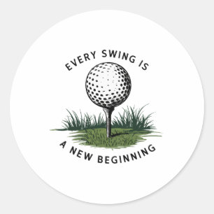 Adesivo Redondo Cada Swing É Um Novo Golfe Iniciante