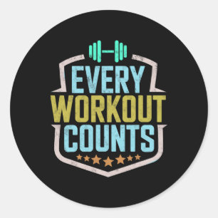 Adesivo Redondo Cada Workout Conta Engraçada Ditos De Gym Motivado