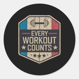 Adesivo Redondo Cada Workout Conta Engraçada Ditos De Gym Motivado